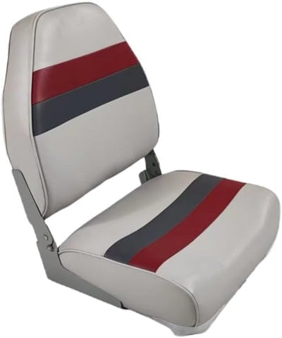 Premium Series Fold Down High Back Boat Seat - Horizon Boat Seats - 3008-ABEC Grey/Red/Charcoal