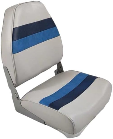 Premium Series Fold Down High Back Boat Seat - Horizon Boat Seats - 3008-BADK Grey/Navy/Blue