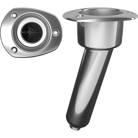 Mate Series 15 degree, Oval Top 316 Stainless Drain-C2015D Rod Holder - Marine Fiberglass Direct