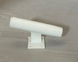 10" Aluminum Boat Fishing or Pole Rod Holder WITH Liner - FLAT Surface Mount for transom, gunnels, docks, or piers - WHITE POWDER COATED 15 DEGREES