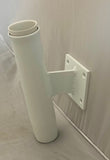 10" Aluminum Boat Fishing or Pole Rod Holder WITH Liner - FLAT Surface Mount for transom, gunnels, docks, or piers - WHITE POWDER COATED 15 DEGREES