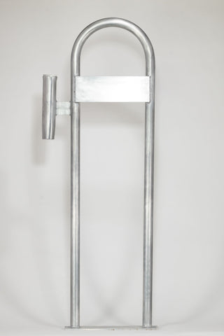 Marine Dock & Boat 48" Aluminum Handrail - Safety Grab Bar Rail w/ Vertical Rod Holder & Lateral Flat Plate
