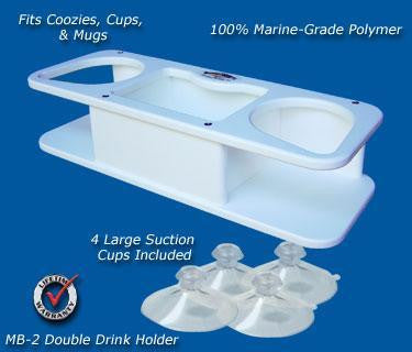 Double Beverage/Cup/Drink Holder- 14 1/8" x 5 1/8" x 3 1/4" -MB2 - Marine Fiberglass Direct