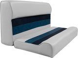 Premium Series 37" Pontoon Bench Seat Cushion Set 3001-AADK White/Navy/Blue