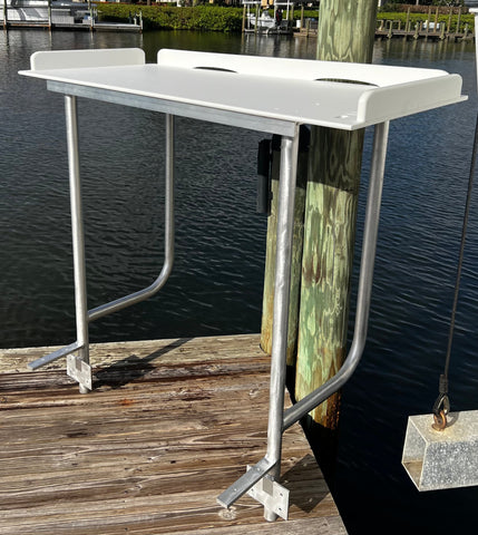 rod holder fish cleaning table Fish Cleaning Station Fillet Table Overhanging Dock 42" W x 24" D x 39 – Marine Fiberglass Direct