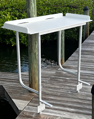 Fish Cleaning Station Fillet Table Overhanging Dock  96" W x 24" D x 39.5" H - MFDFCS96OH