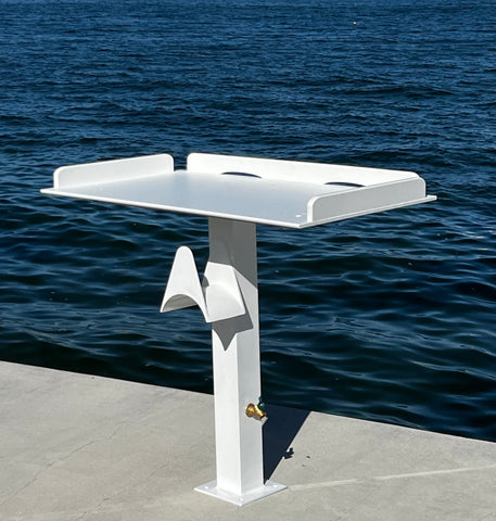fish cleaning station accessories Deluxe Table w/ Upper Shelf patented water manifolds RuffLand Clean Cut Station |