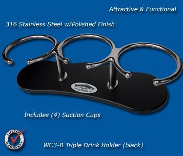Stainless Steel Beverage/Cup/Drink Holders- 12" long -WCH-3B