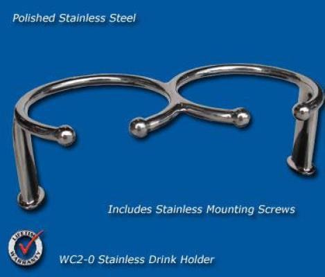 Stainless Steel Beverage/Cup/Drink Holders- 9" long -WCH2 - Marine Fiberglass Direct