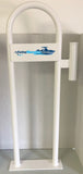 Marine Dock & Boat 42" Hand Rail - Grab Bar w/ Vertical Rod Holder & Lateral Flat Plate Powder Coated White - Marine Fiberglass Direct