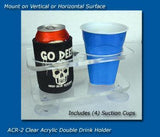 Clear Two Beverage/Cup/Drink Holder- 8.5" x 4.75" x 3" -ACR2 - Marine Fiberglass Direct