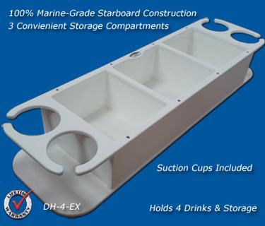 Boat Drink Holder - 4 Drink holders, 3 Storage Compartments - DH-4-EX