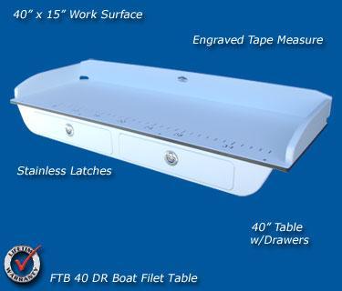 Large Boat Filet Table with Drawers - FTB-40-DR