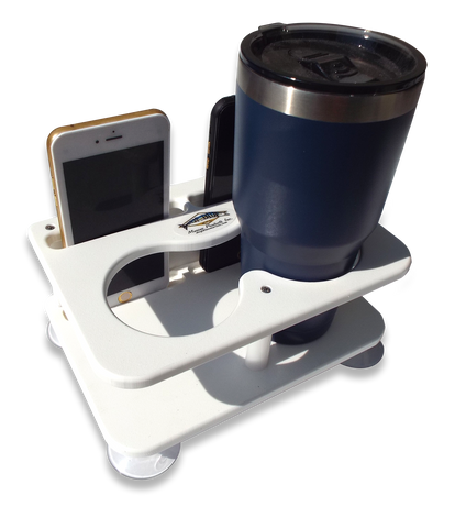 Ocean Breeze Double Drink Cup Holder With Storage & Cell Phone Slot - Starboard