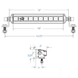 10" 12" Single Row LED Light Bar Plash Dimensions