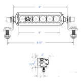 6" 9" Single Row LED Light Bar Plash Dimensions