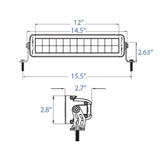 X2 Series Light Bar 12inch Dimensions