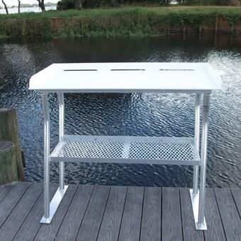 Four Leg CM Fish Cleaning Station Fillet Table Dock Boating Aluminum 68"L x 24"D x 38"H-FCS05-4 - Marine Fiberglass Direct