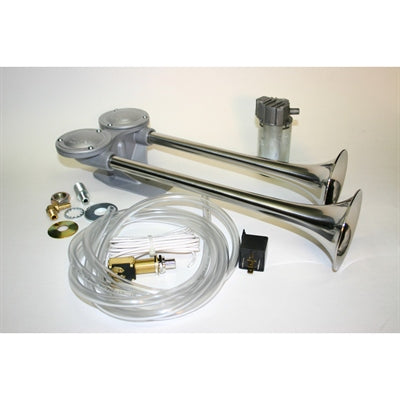 HORN TWIN AIR HORNS WITH COMPRESSOR KIT- STALNLESS STEEL