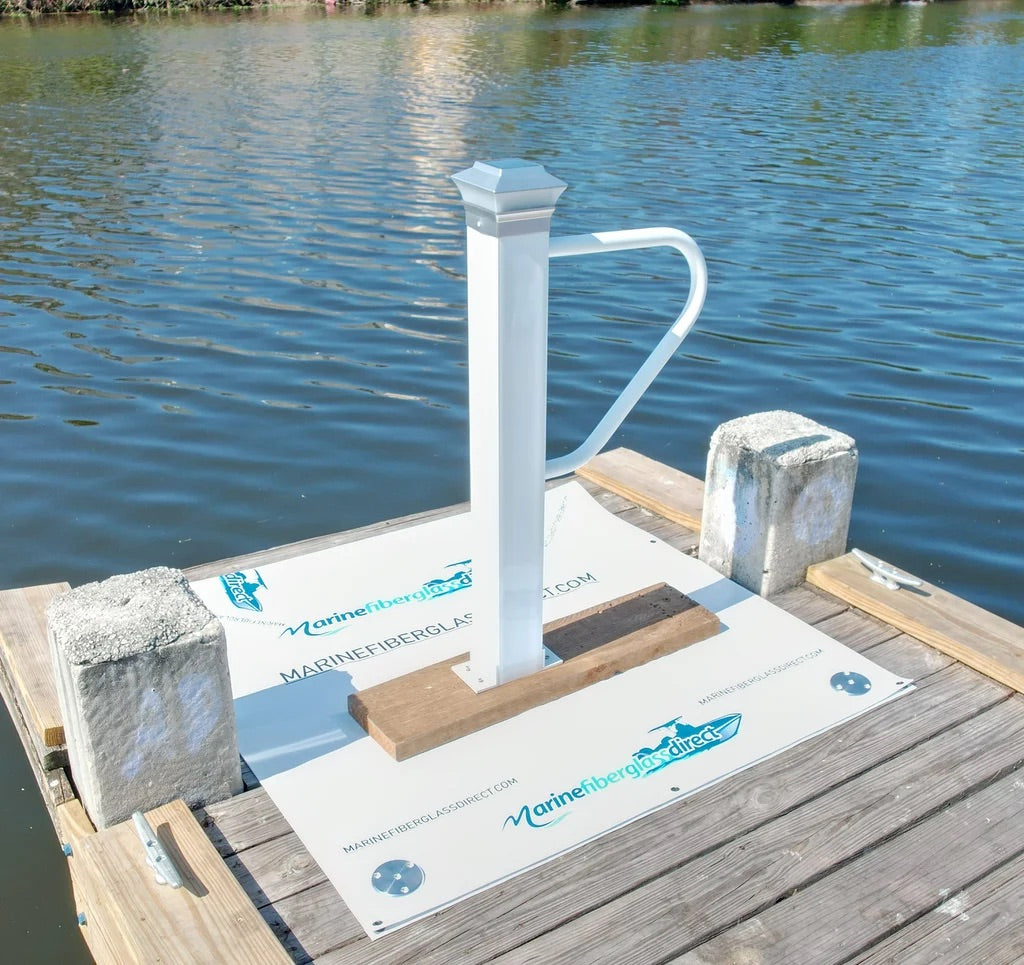 Marine Fiberglass Direct grab bar mounted on a dock